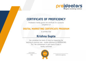 Proideators Certificate - Proideators Digital Marketing Course Training Institute