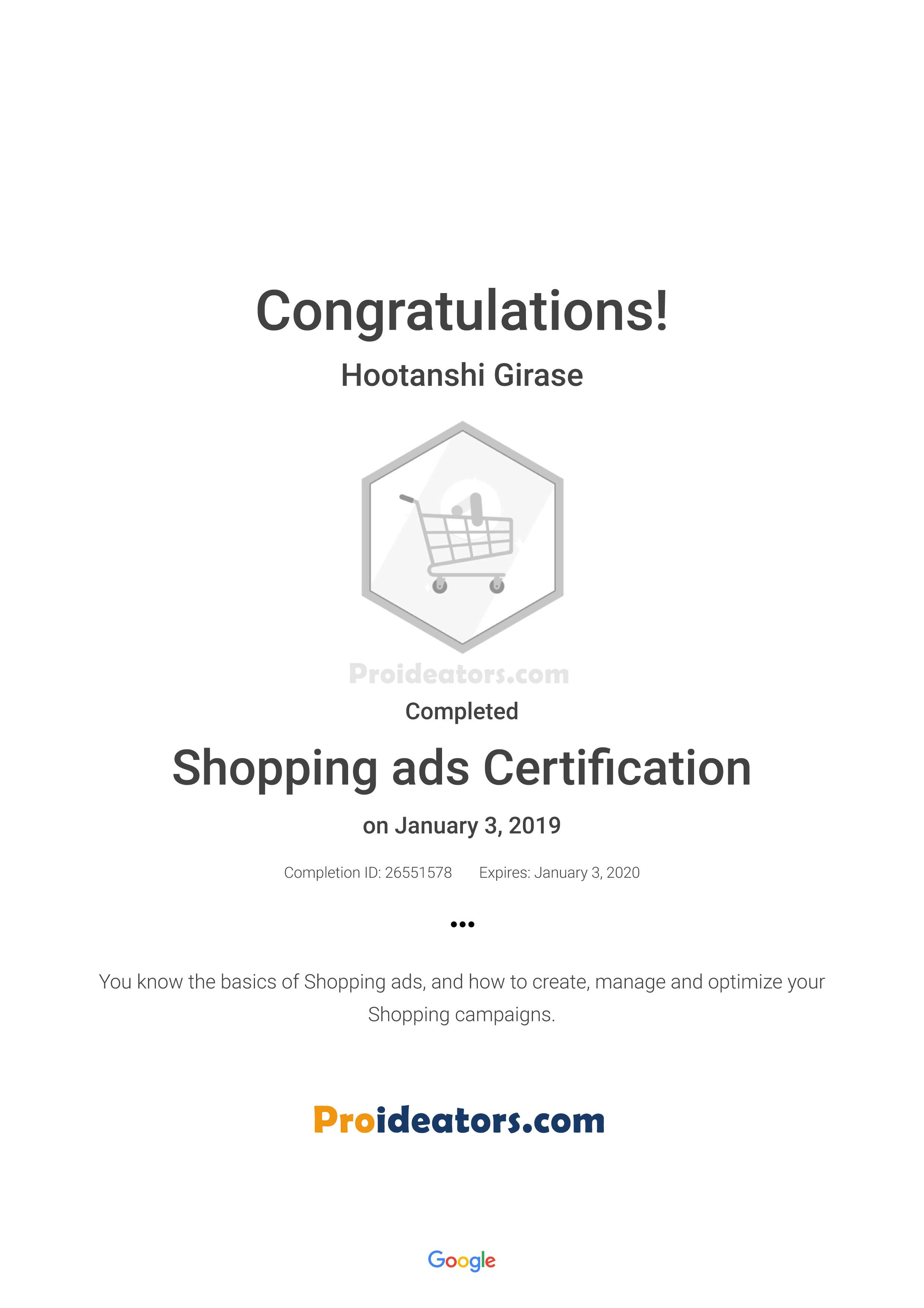 Google Shopping ads Certification