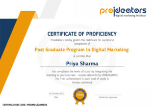 Certificate of Post Graduate Program in Digital Marketing
